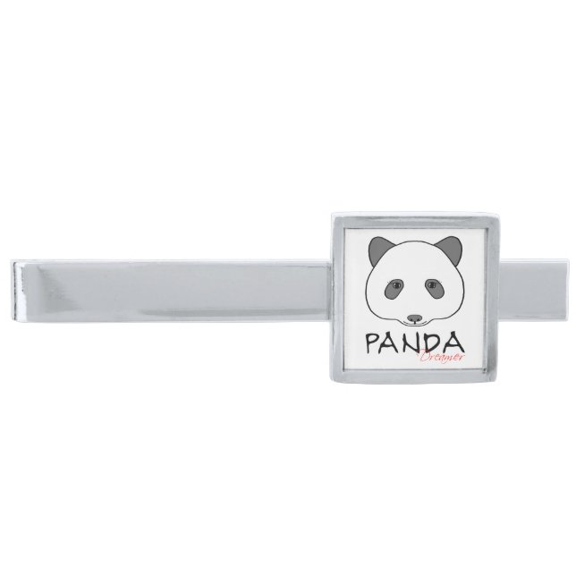 Panda Dreamer Silver Finish Tie Bar (Front)