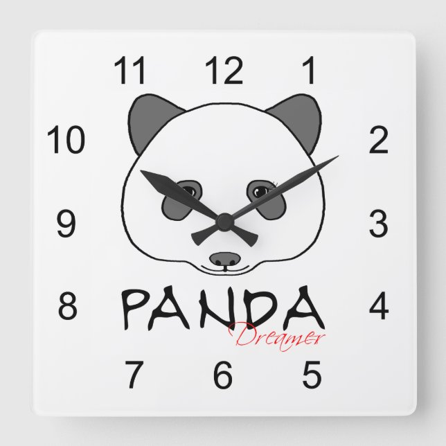 Panda Dreamer Square Wall Clock (Front)
