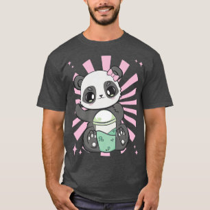 Panda Drinking Black Milk Tea And Cute Bear For Bo T-Shirt
