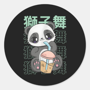 Panda Drinking Boba Pearls For Bubble Tea Milk Kaw Classic Round Sticker