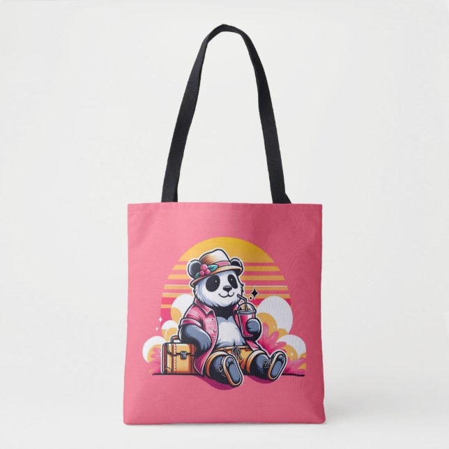Panda Drinking Juice Elegant  Tote Bag (Front)