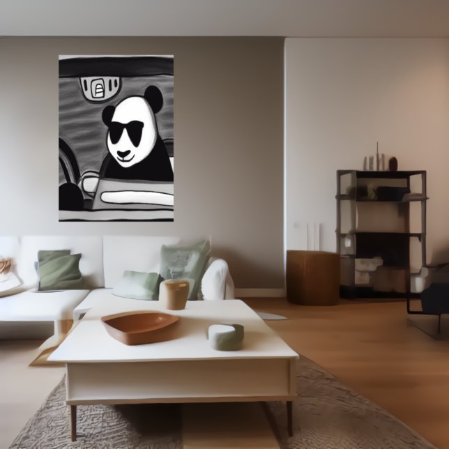 Panda driving a taxi | AI Art Poster (Creator Uploaded)