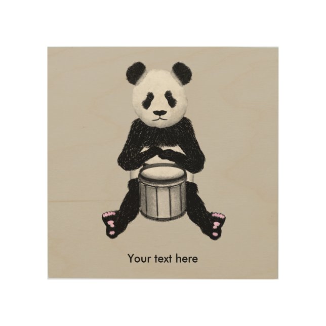 Panda Drumming Wood Wall Decor (Front)