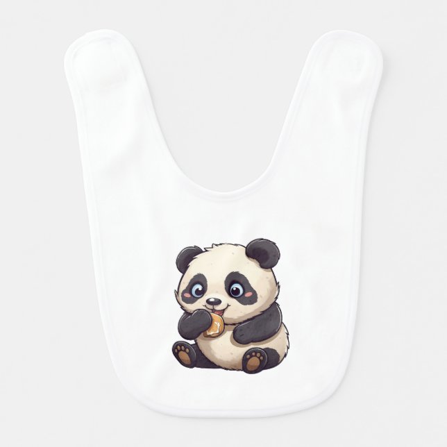 Panda eating a cookie baby bib (Front)