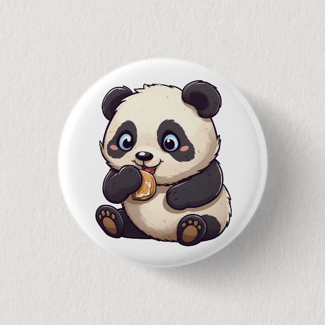 Panda eating a cookie button (Front)