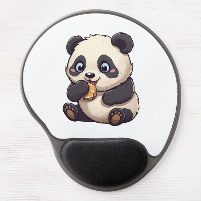 Panda eating a cookie gel mouse pad (Front)