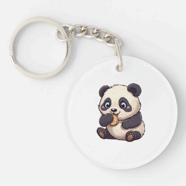 Panda eating a cookie keychain (Front)