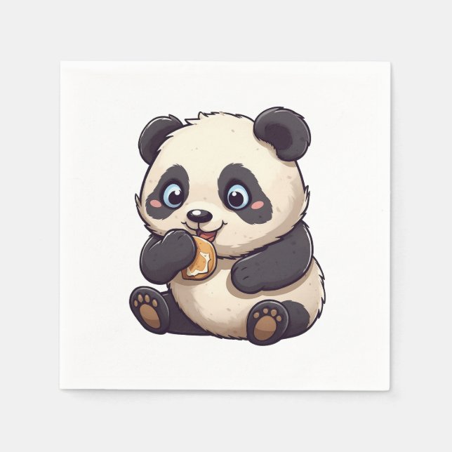 Panda eating a cookie napkins (Front)