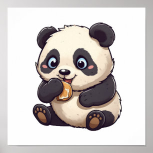 Panda eating a cookie poster