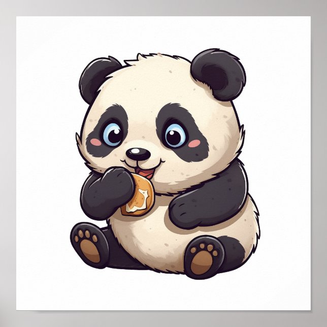 Panda eating a cookie poster (Front)