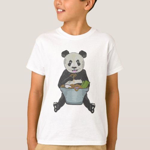 Panda eating a noodle bowl T_Shirt