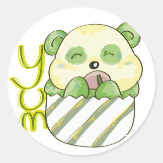 Panda Eating Bambo Classic Round Sticker
