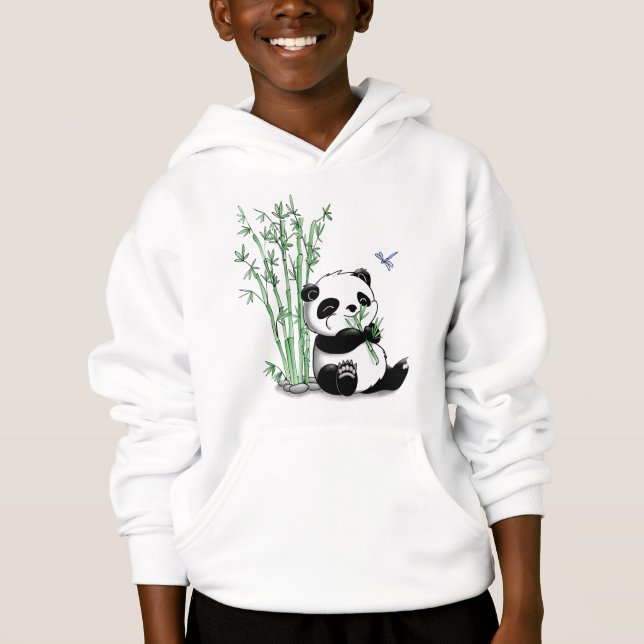Panda Eating Bamboo Hoodie (Front)