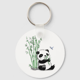 Panda Eating Bamboo Keychain