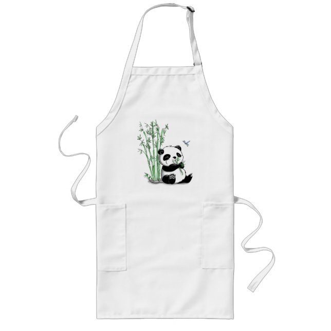 Panda Eating Bamboo Long Apron (Front)