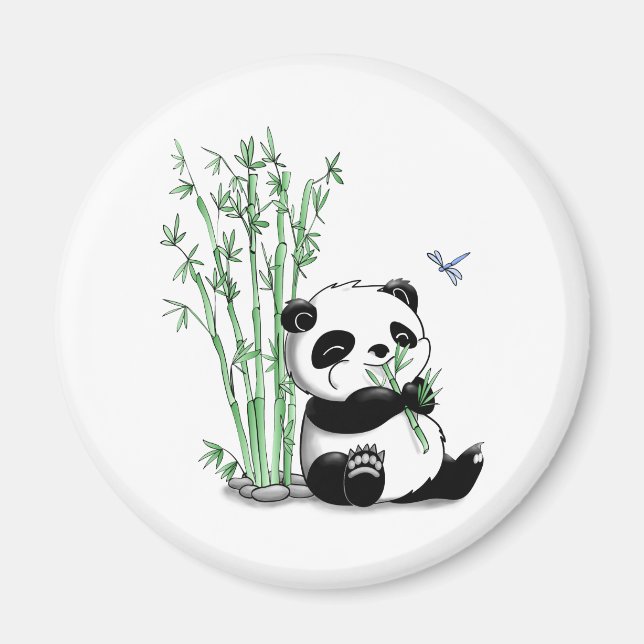 Panda Eating Bamboo Magnet (Front)