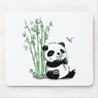 Panda Eating Bamboo Mouse Pad
