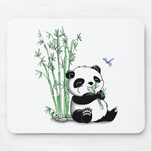 Panda Eating Bamboo Mouse Pad