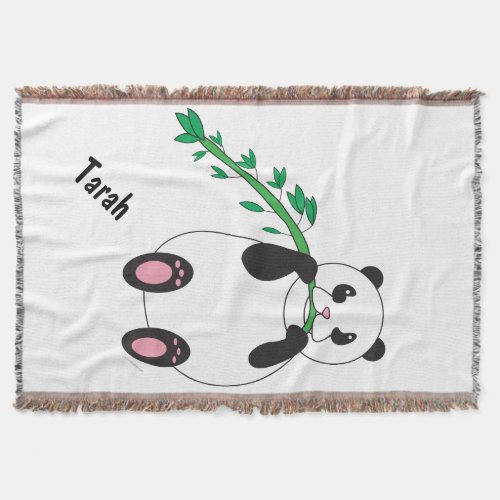 Panda Eating Bamboo Personalize Throw Blanket