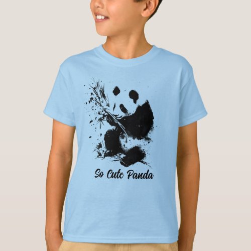 panda eating bamboo so cute panda T_Shirt