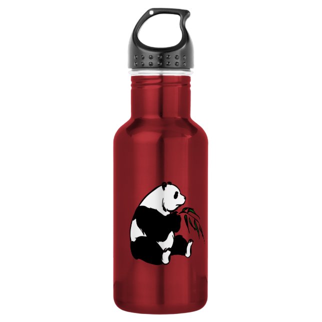 Panda Eating Bamboo Stainless Steel Water Bottle (Front)
