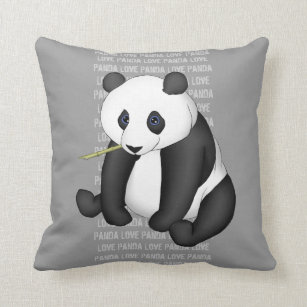 Giant Panda Eating Bamboo Throw Pillow