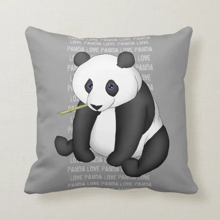 Cute Panda Cool Art Design Cute Panda Bear Kawaii Love Animals Throw Pillow 16x16 Multicolor