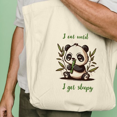 Panda eating bamboo Tote Bags