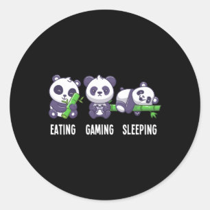Panda Eating Gaming Sleeping For Multiplayer Game Classic Round Sticker