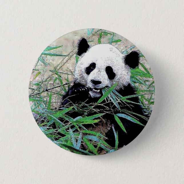 Panda Eating Leaves Button (Front)