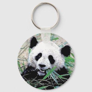 Panda Eating Leaves Key Chains