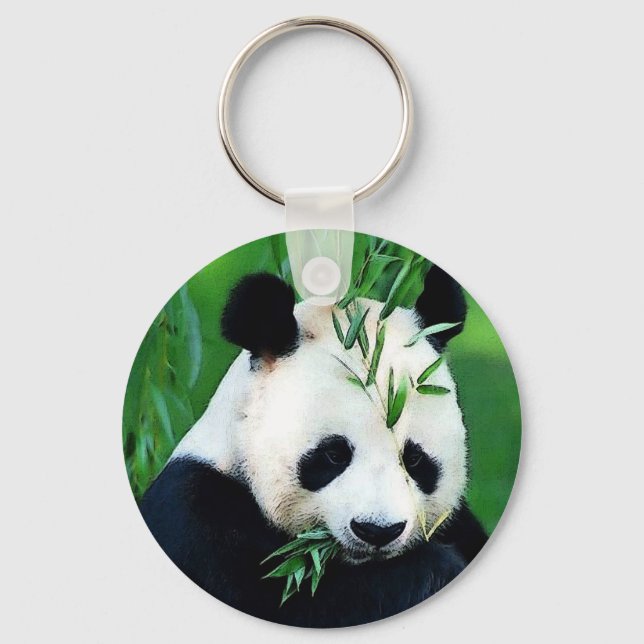 Panda Eating Leaves Key Chains (Front)
