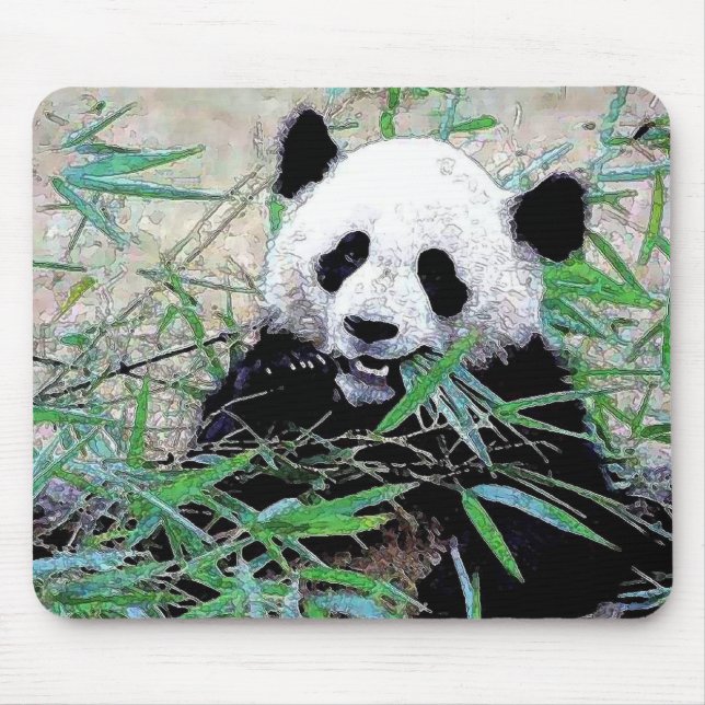 Panda Eating Leaves Mouse Pad (Front)