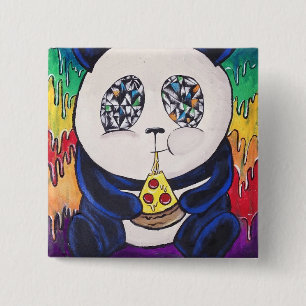 Panda Eating Pizza Button