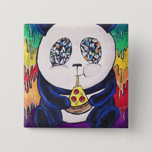 Panda Eating Pizza Button