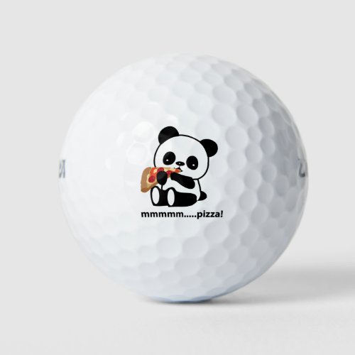 PANDA EATING PIZZA _ cute golf balls