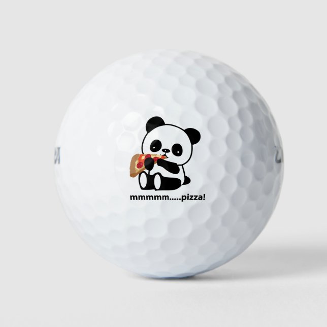 PANDA EATING PIZZA - cute golf balls (Front)