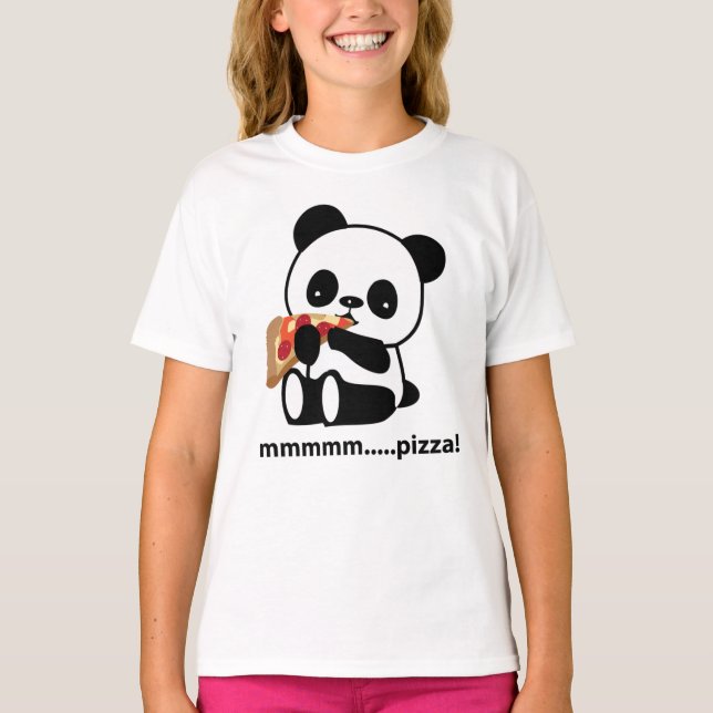 PANDA EATING PIZZA - cute T-Shirt (Front)