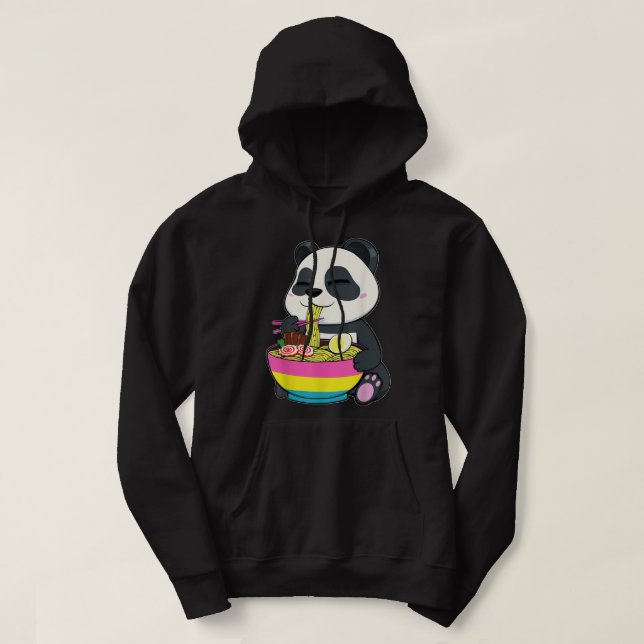 Panda Eating Ramen LGBT-Q Pansexual Pride Pan Flag Hoodie (Design Front)