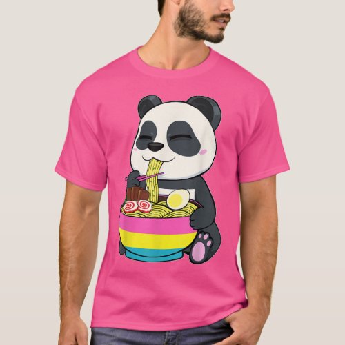 Panda Eating Ramen LGBTQ Panseual Pride Pan Flag C T_Shirt