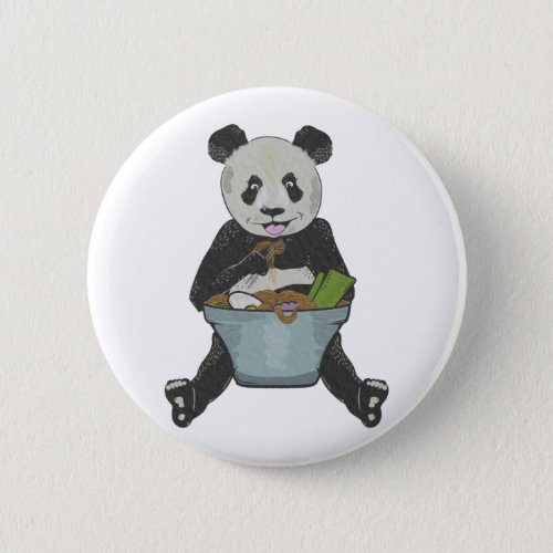 Panda eating ramen noodles button