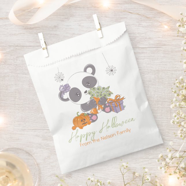 Panda & Eyeball Bouquet Happy Halloween Favor Bag (Clipped)