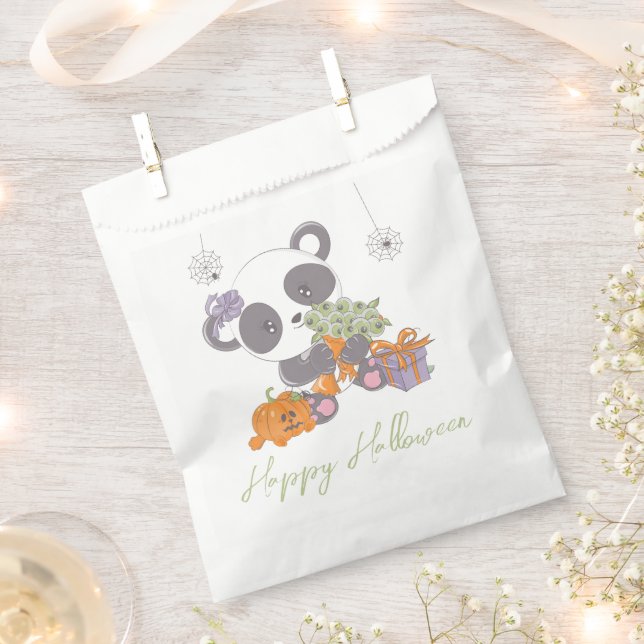 Panda & Eyeball Bouquet Happy Halloween Favor Bag (Clipped)