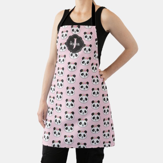 Panda Face All Over Print Apron (Insitu)