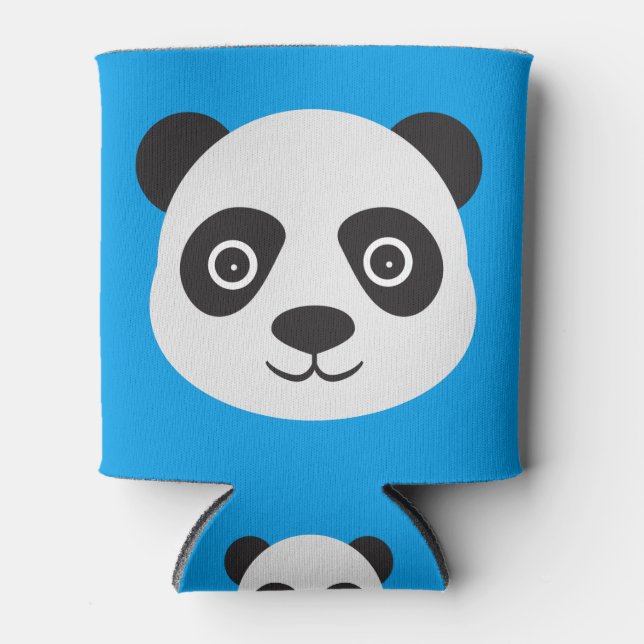 Panda Face Black and White Bear Can Cooler (Front)