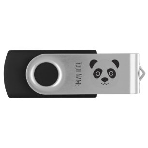 Panda Face Black and White Bear Flash Drive