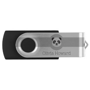 Panda Face Black and White Bear Flash Drive