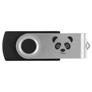 Panda Face Black and White Bear Flash Drive