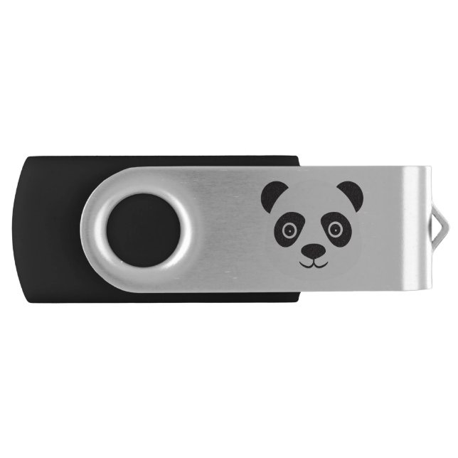 Panda Face Black and White Bear Flash Drive (Front)