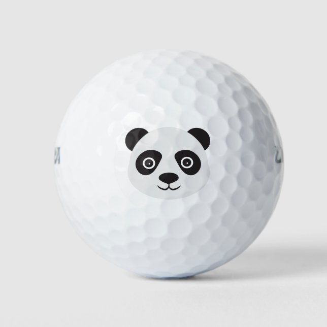 Panda Face Black and White Bear Golf Balls (Front)